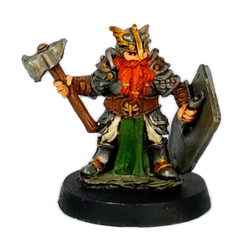 Miniatura RPG Guerreiro Anão Pintada Martelo Thorfin Metal D&D Pathfinder