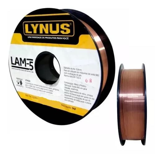 Arame De Solda Mig C/ Gas Rolo 5kg 0.8mm Lam-05 Lynus