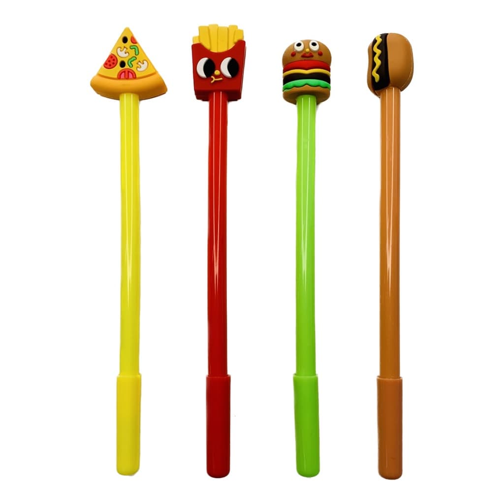 Kit 4 Caneta Esferográfica Decorada FAST FOOD COLOR