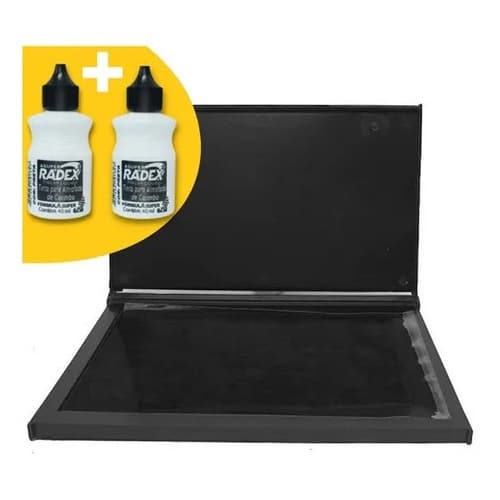 Almofada para Carimbo n3 Preta +2 Tintas Pretas Refil