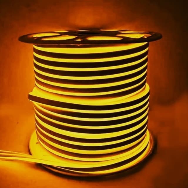 Rolo de fita led neon amarela 30 metros com fonte chaveada 30A projeto para decoração festas lojas casas baladas