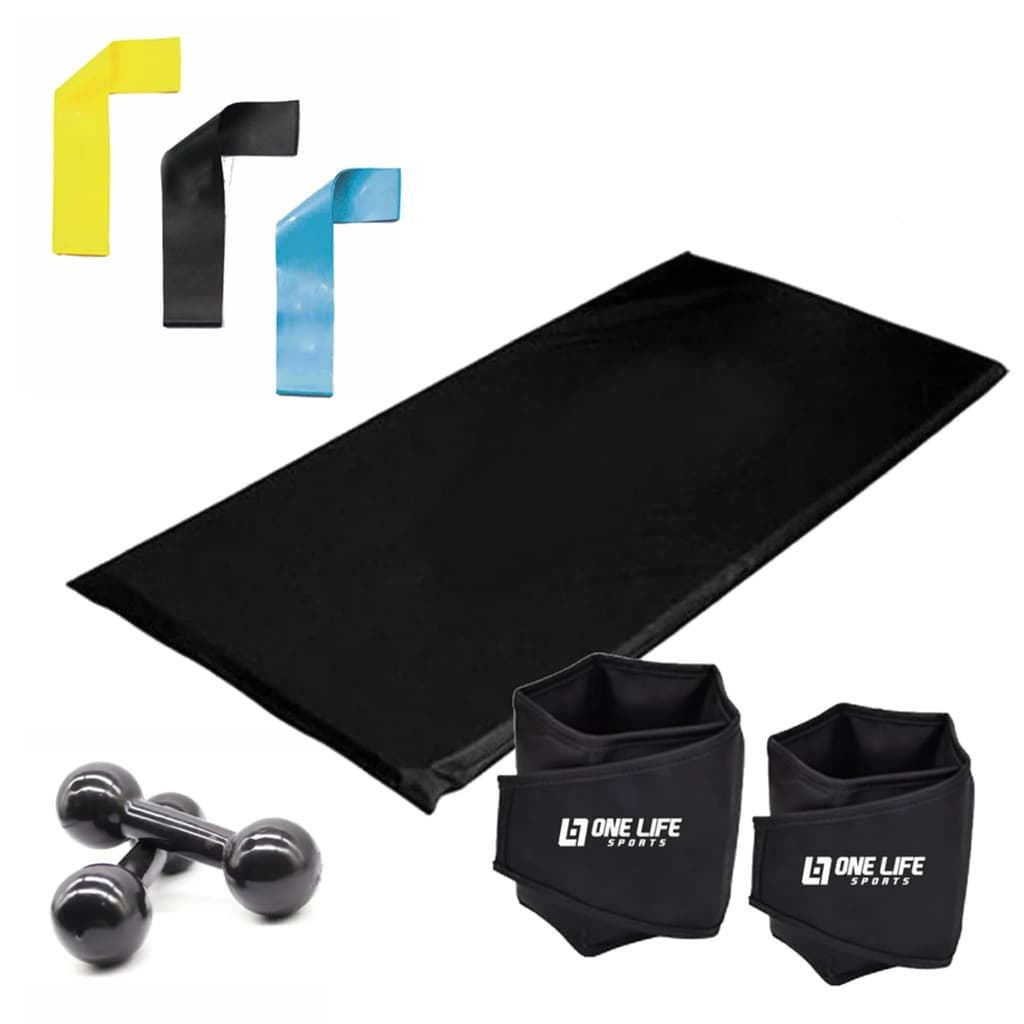 Kit Crossfit - Caneleira 2 Kg- Par + Colchonete + Kit Mini Band + Peso 3Kg