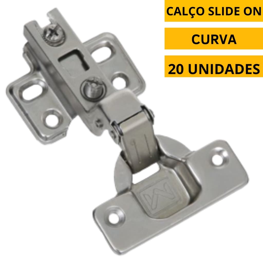 Kit 20 Dobradiças Curva Pressão 35mm Para Armários Móveis