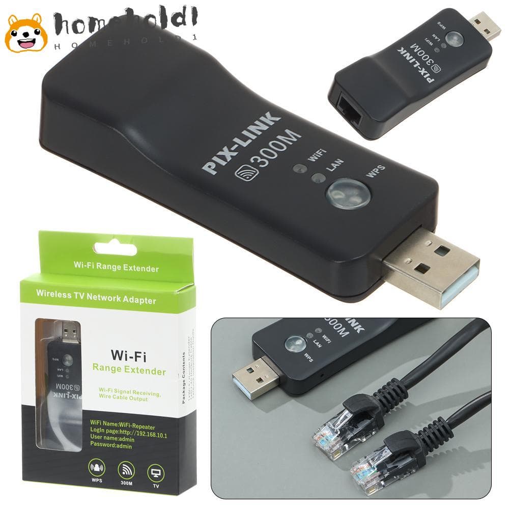 HOMEUVOE Adaptador LAN Sem Fio USB 300M Preto Para TV Inteligente Samsung Smart 3Q