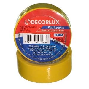 Fita isolante decorlux de 18mm 10 metros amarela