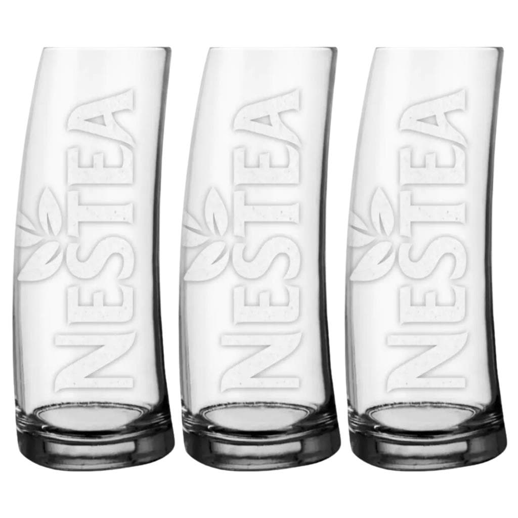 Kit 3 Copo de Vidro 350 ml Nestea Copo De Suco Agua Refresco