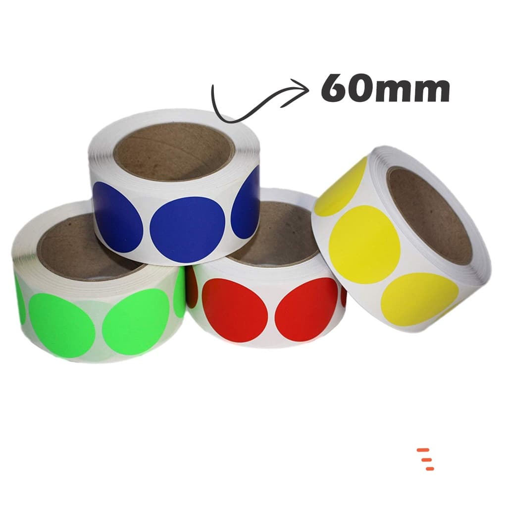 Etiqueta Bolinha Colorida 60mm - 6cm Rolo Com 500 Envio Hoje