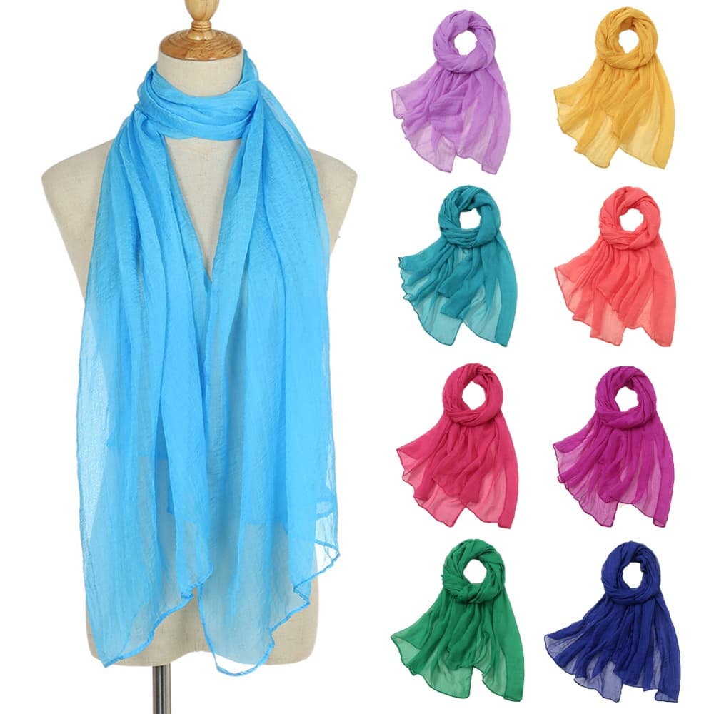 🔥Lenço De Fino Chiffon Scarf Shawls Cor Sólida Cachecóis Longos Fita De Elegante Keep Warm Elegant