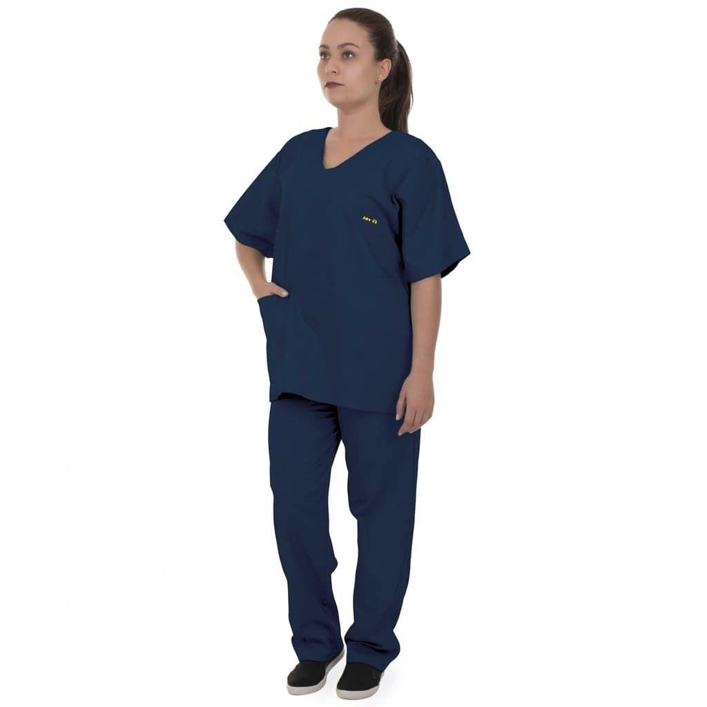 Pijama Cirúrgico Scrub 100% Algodão Azul Marinho Unissex Artipé