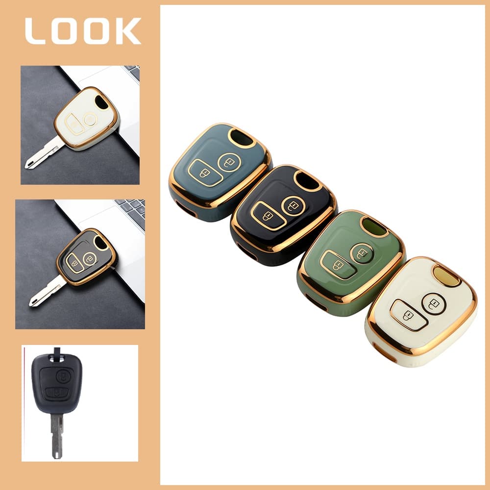 Capa De Chave TPU De 2 Botões Com Estacionamento Para Peugeot 206 307 207 408 Bolsa