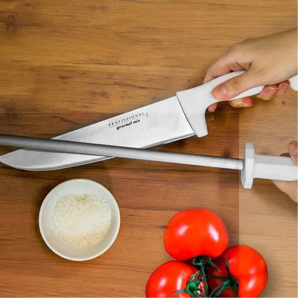 Afiador amolador de facas profissional 8″ Polegadas Chaira Gourmet Mix em aço inox