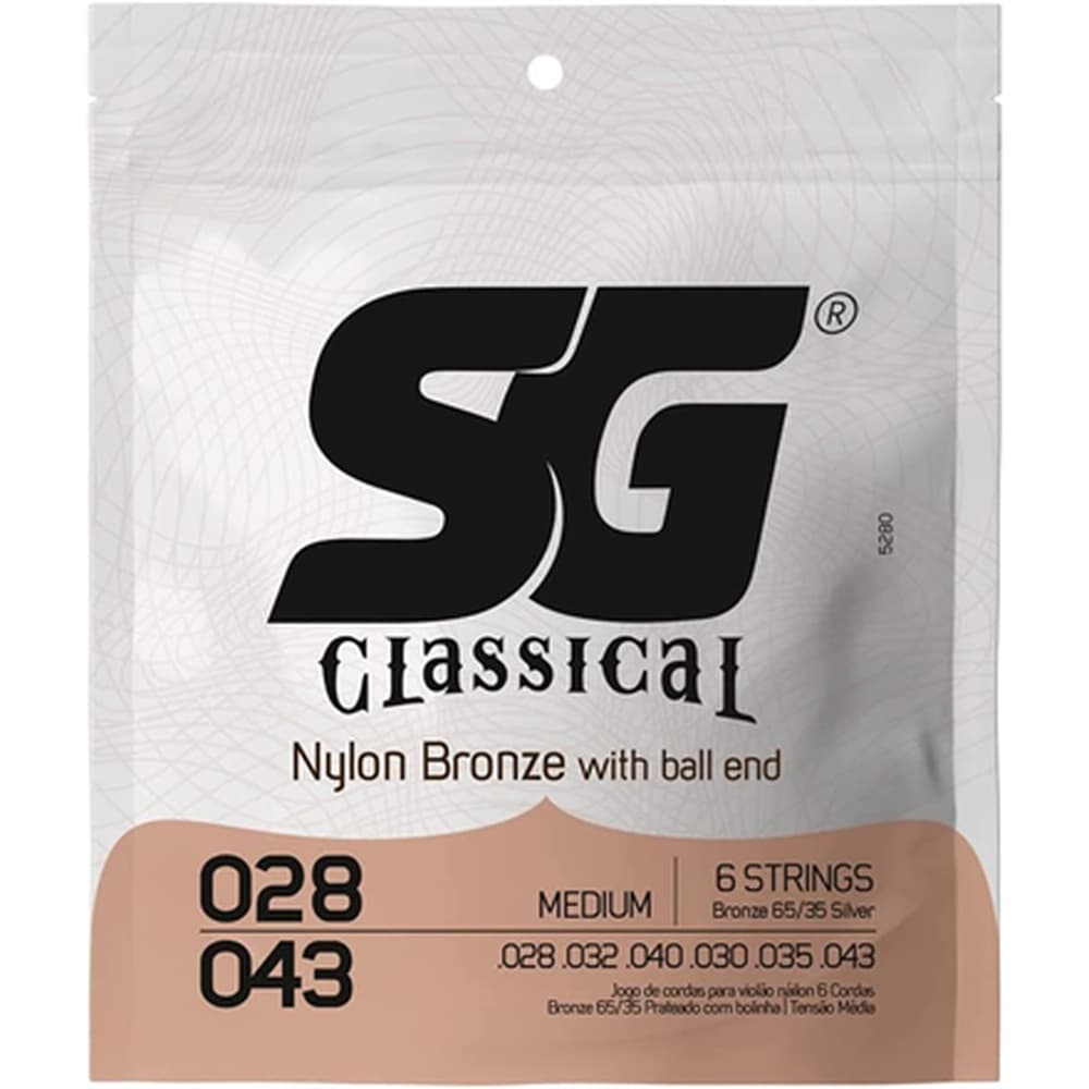 ENCORDOAMENTO SG VIOLAO NYLON BRONZE 65/35 PRATA TENSAO ALTA PESADA - UNIDADE