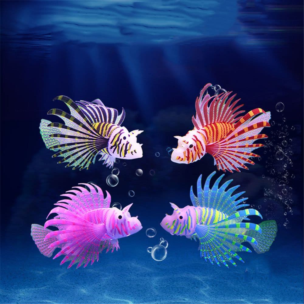 Aquário Peixe Leão Luminoso Artificial Paisagem Do Tanque De Peixes Falso Flutuante Em Ornamento Escuro