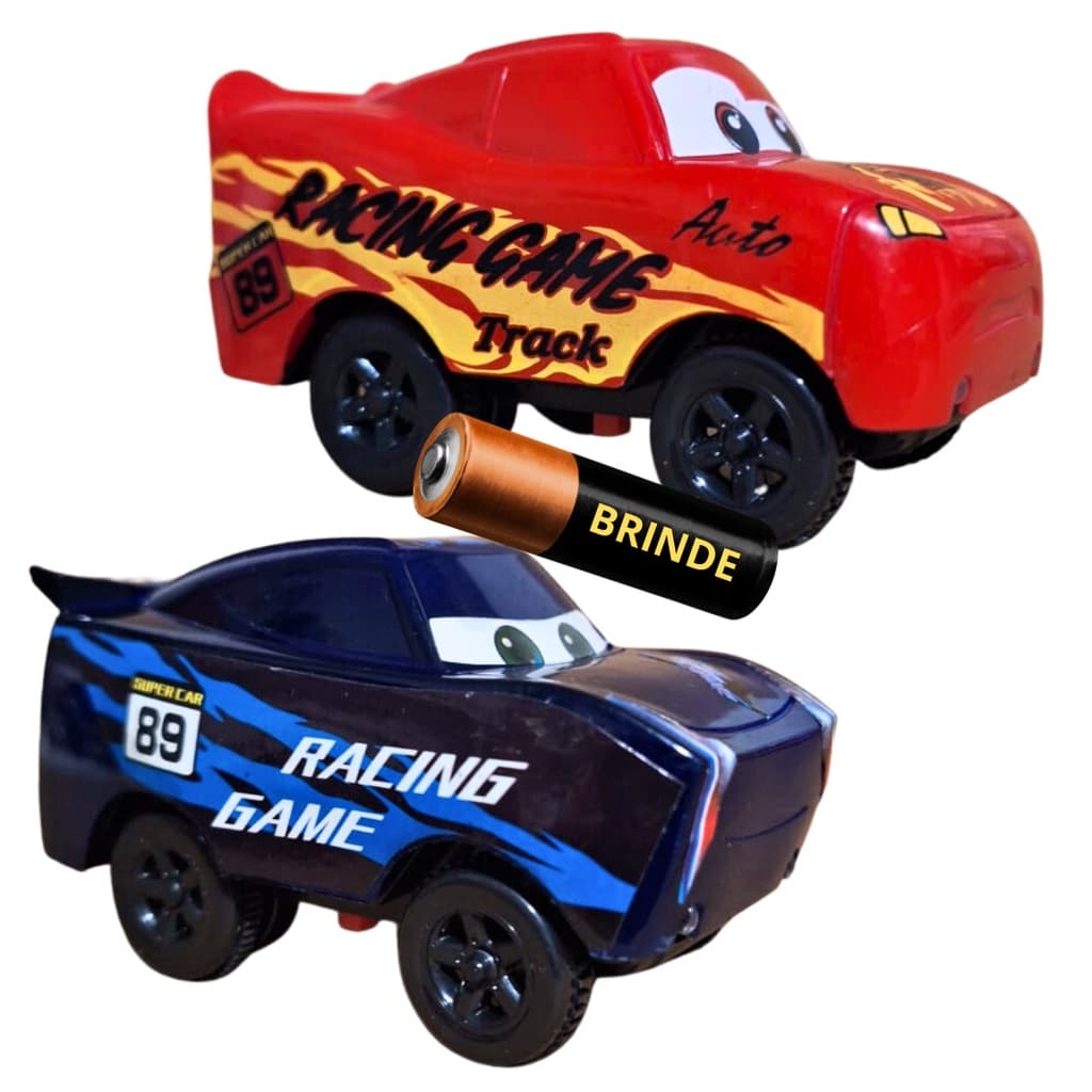 Kit 2 Carrinhos Jeep relâmpago mcqueen Trilha Maluca Flexível interativo educativo com som e luz de led brinquedo