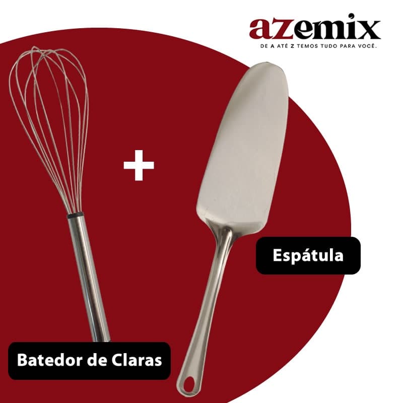Kit 1 Espátula para Bolo + 1 Batedor de Claras ( Fuet)
