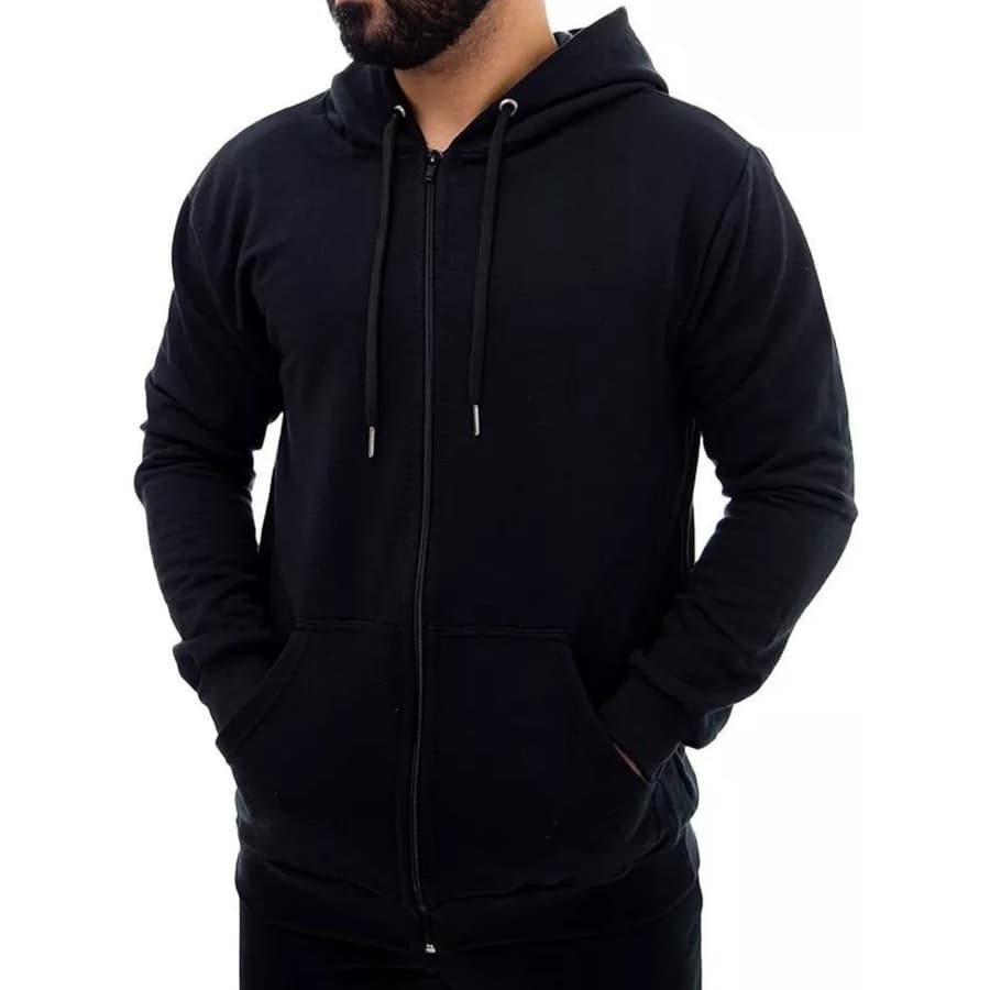 Moletom Masculino Liso Abrigo  Blusa Moleton Casaco com Capuz e Ziper