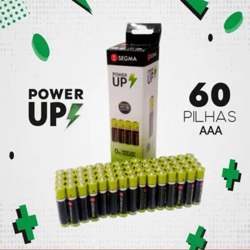 Pilha AAA Palito Segma Comum Zinco Caixa com 60 Unidades