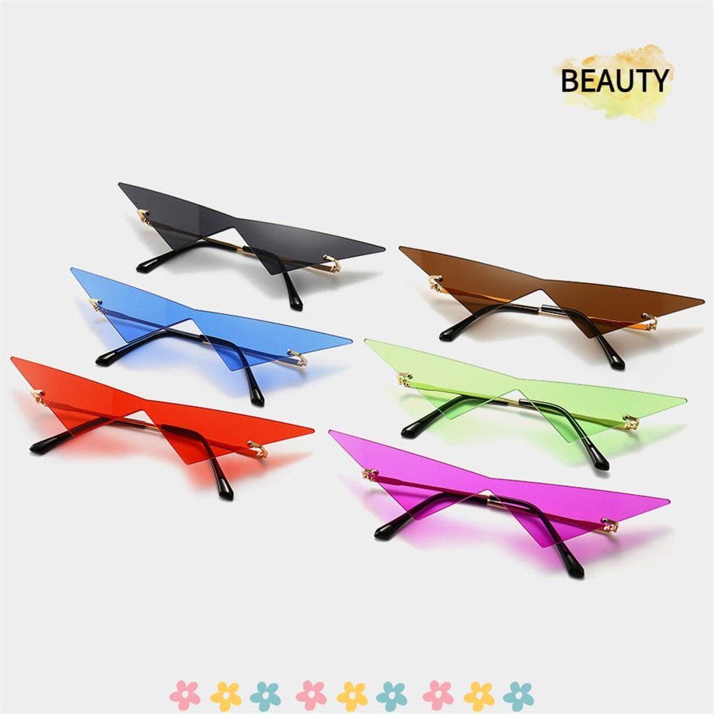 BEAU Óculos De Sol Triângulo Feminino Moda Sem Aro De Uma Peça