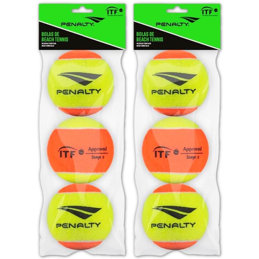 Bola De Beach Tennis Penalty Kit Com 6 Und Bolinha Praia Pro Stage 2 Original