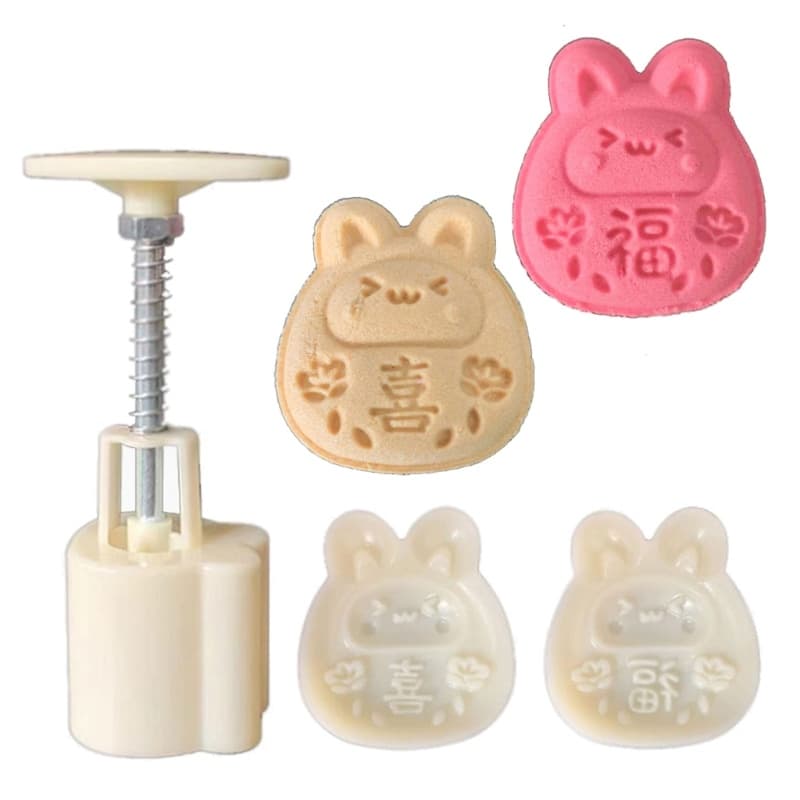 Kellnny MidAutumn Mooncake Imprensa Molde Coelho Prensado À Mão Com Selos Flor DI