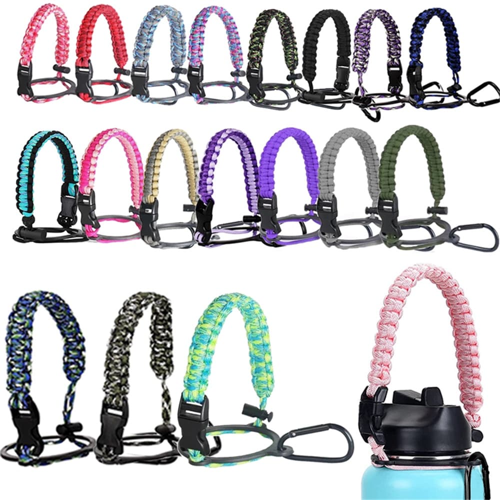 Aquaflask Paracord Handle Acessórios-Encaixa Em Garrafas De Boca Larga 12oz A 64oz , Porta-Objetos Durável , Seguros , Cordão De Correia De Sobrevivência-Alça Ideal Para