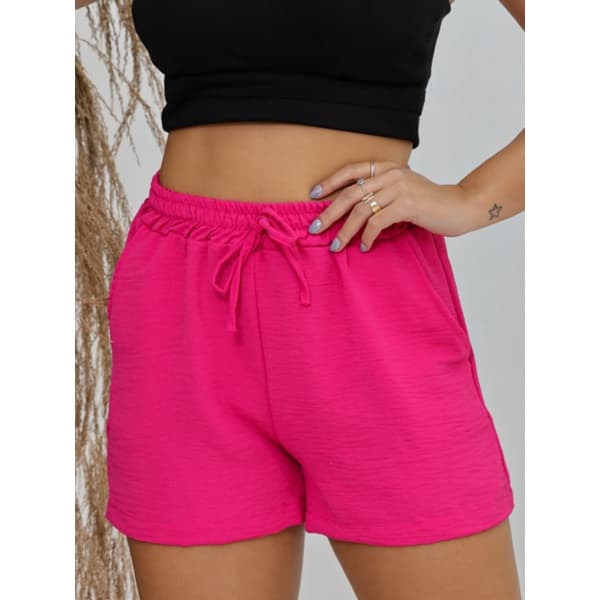 shorte de tecido duna com elatano forrado e bolso moda feminina