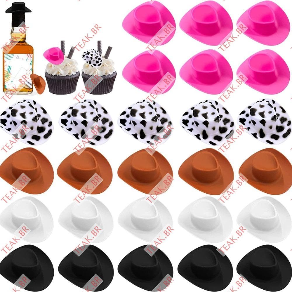TEABR 20 PCS Mini Chapéus De Cowboy Acessórios Para Casamento Aniversário De Boneca Western Decor