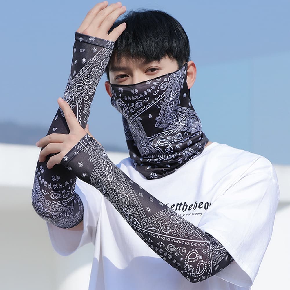 Conjunto De Capa De Braço Respirável + Máscara Facial Para Atividades Ao Ar Livre , Proteção Solar