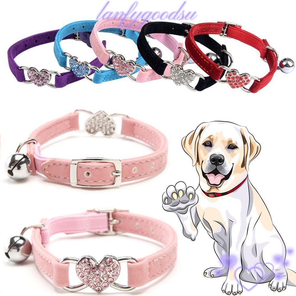 lanfygoods Coleira De Cachorro De Cristal De Gato/Gatinho/Pet Em Veludo/Formato De Coração