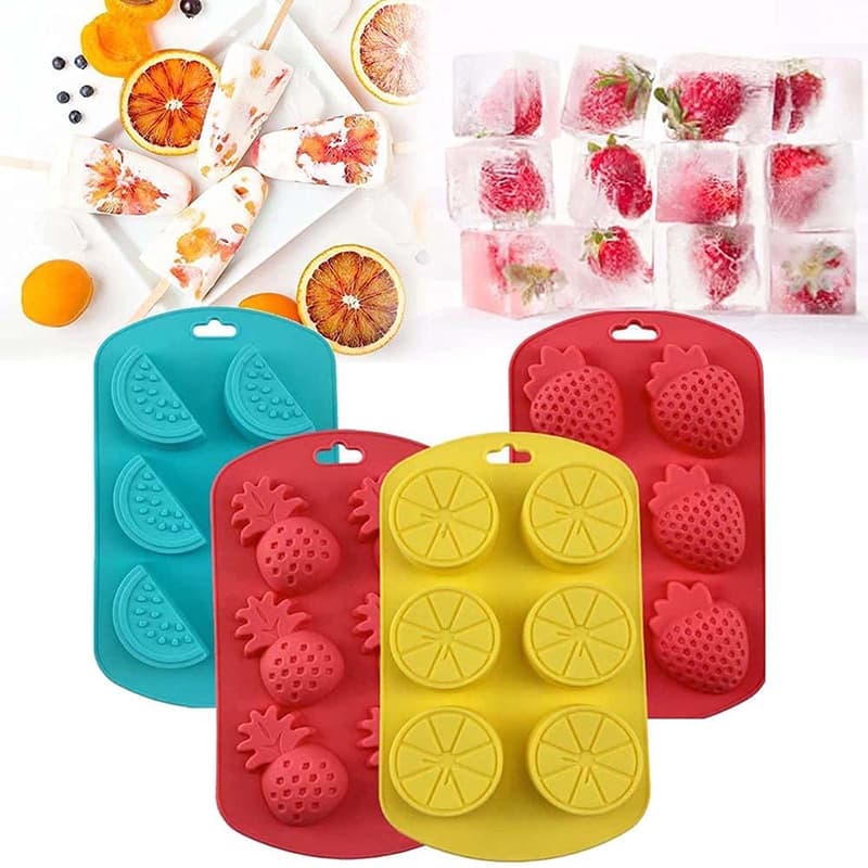 Molde De Silicone De 6 Furos Em Forma De Fruta Para Bolos De Mousse Sabonete Formas Moldes De Geléia De Sabão Gelo Cor