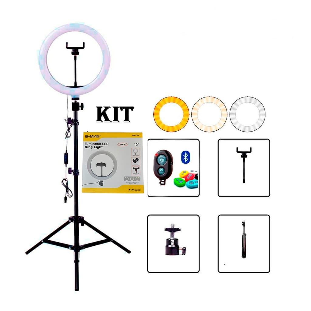 Ring light 10 polegadas Iluminador Completo com Tripe 2,10m Ring light celular high light