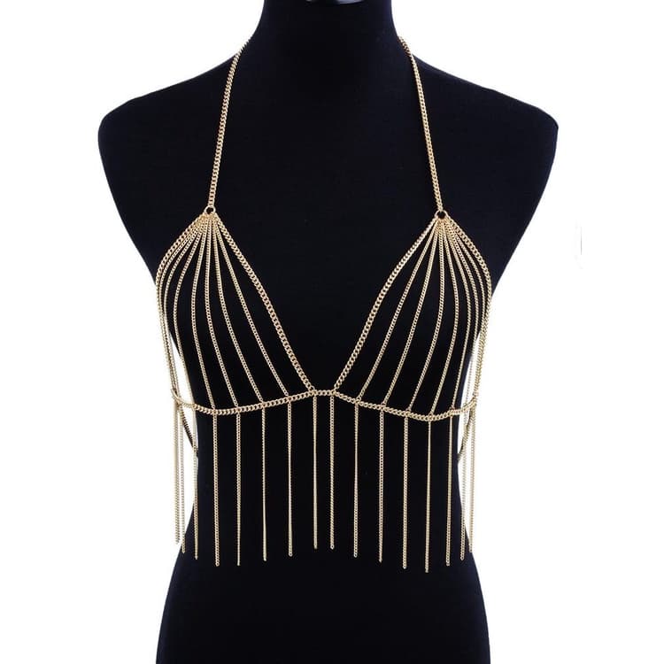 Bodychain top corporal sutiã cadeia de corpo a Ouro e Prata