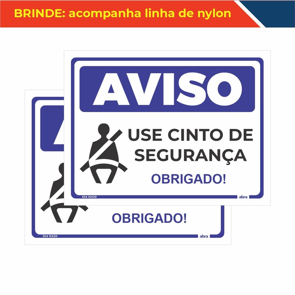 Kit 2 Placas Sinalização Aviso Use Cinto de Segurança Pvc 15x20 Aviso para Carro Uber Taxi