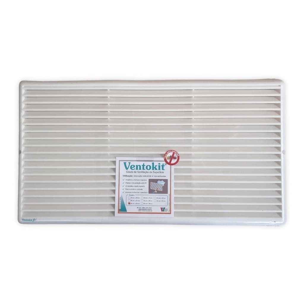 Grade de Ventilação Retangular 44x24 com Tela Anti-inseto