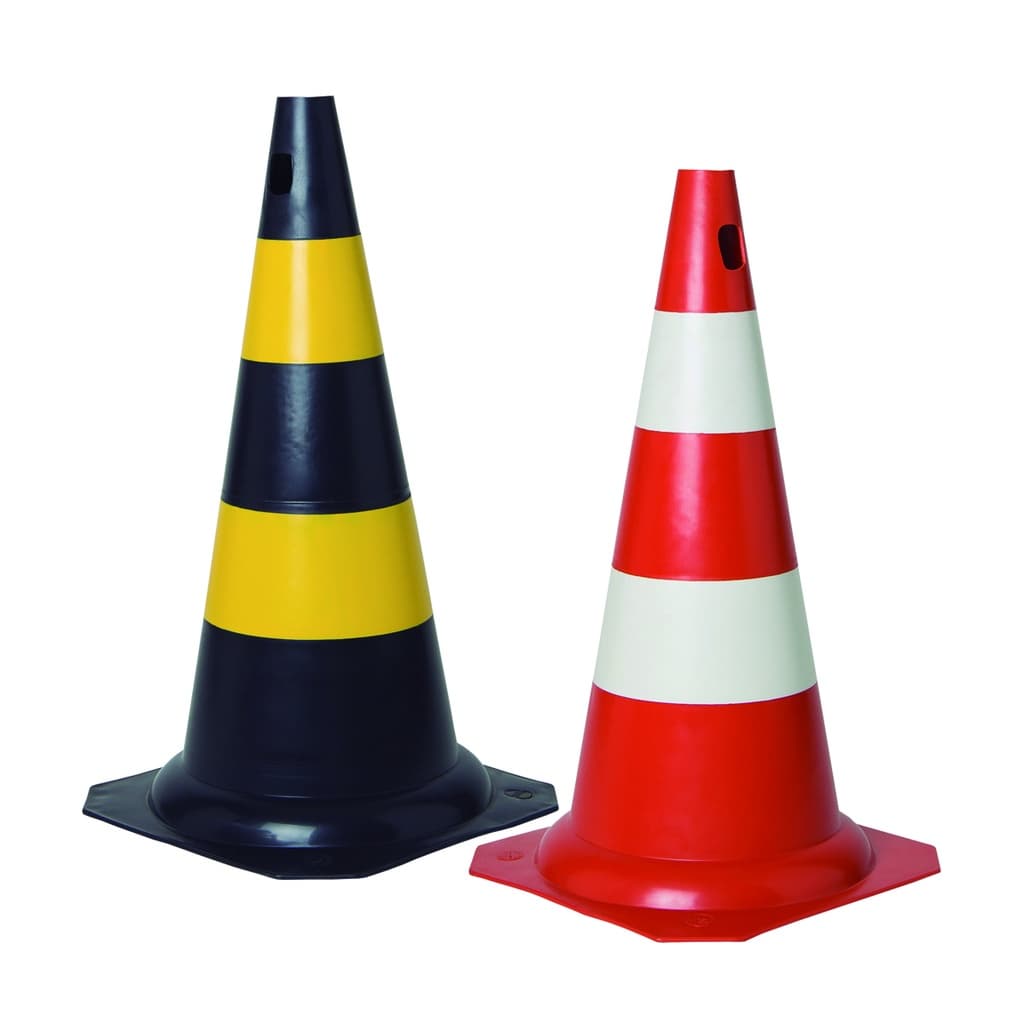 2 Cone De Sinalização De Trânsito 50cm Laranja Ou Preto Rígido+2 metros corrente