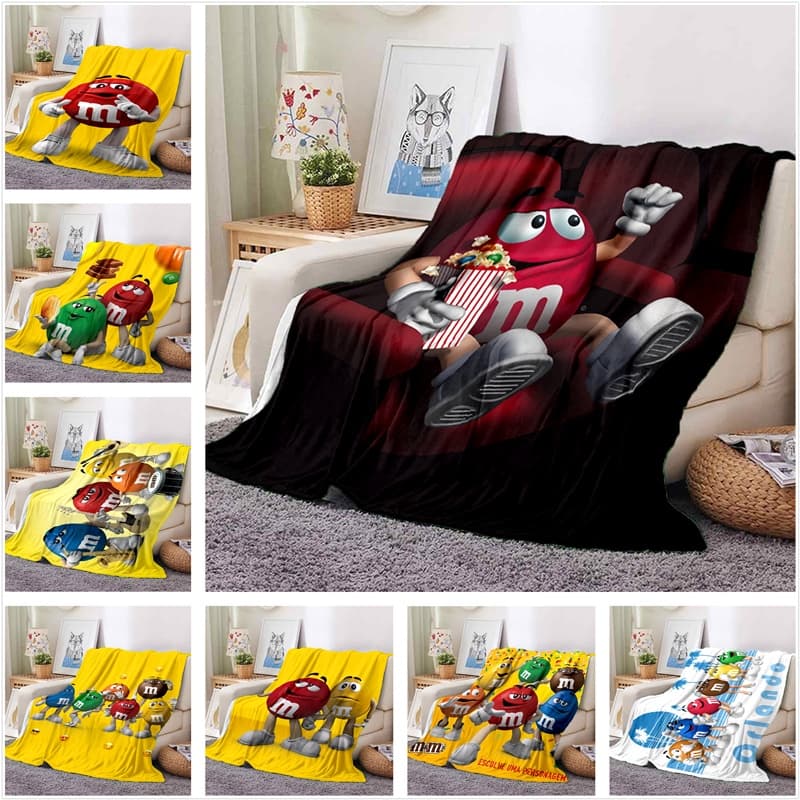 MM Feijão Arco-Íris Açúcar Chocolate Cobertor Sofá Escritório Almoço Capa Cama Ar Condicionado Macio , Confortável E Que