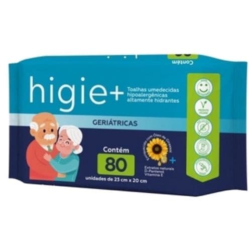 Kit 3 Pacotes Toalha Umedecida Geriátrica Higie Plus - 240 Unidades - Banho de Leito