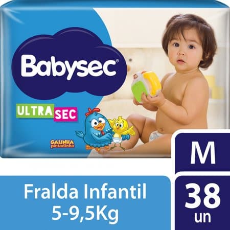Fralda Babysec Ultra Mega Galinha Pintadinha M - 44 Unidades