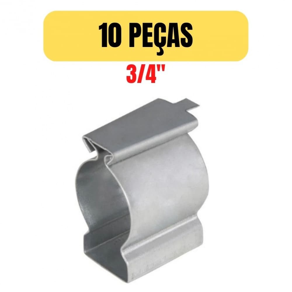 Kit 10 Abraçadeiras Tipo D com Cunha 3/4" Aço Carbono Fixação de Eletroduto