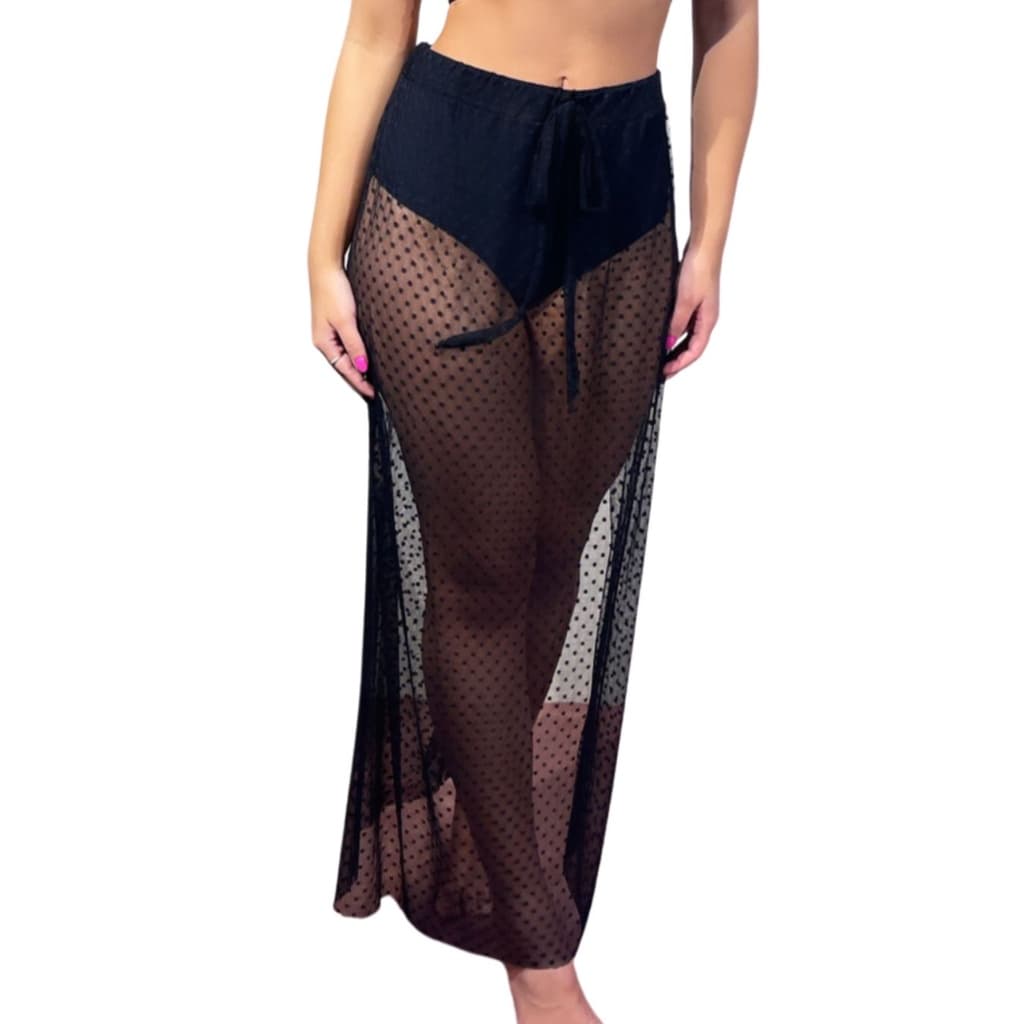 Saída de Praia Longa Feminino Moda Praia Tule Tecido Leve