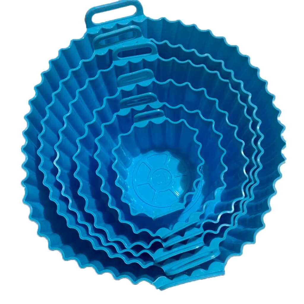Kit Com 6 Formas Para Air Fryer Redonda de Silicone Cesto de Cozimento Assadeira Flexivel Reutilizável