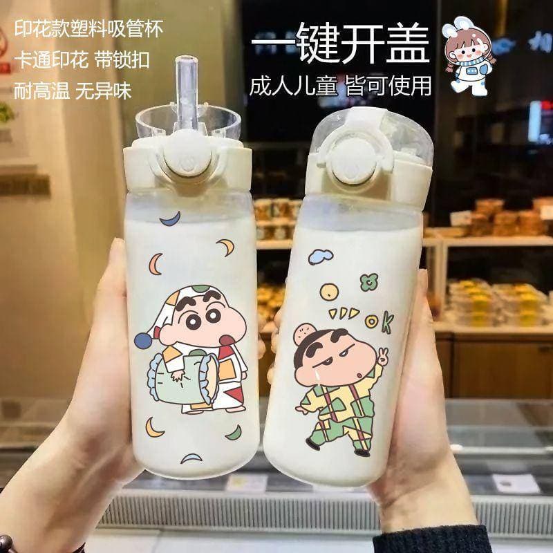 Crayon Shin-Chan copo de palha de verão, desenho animado, estudante, crianças, resistente a choques, resistente a altas