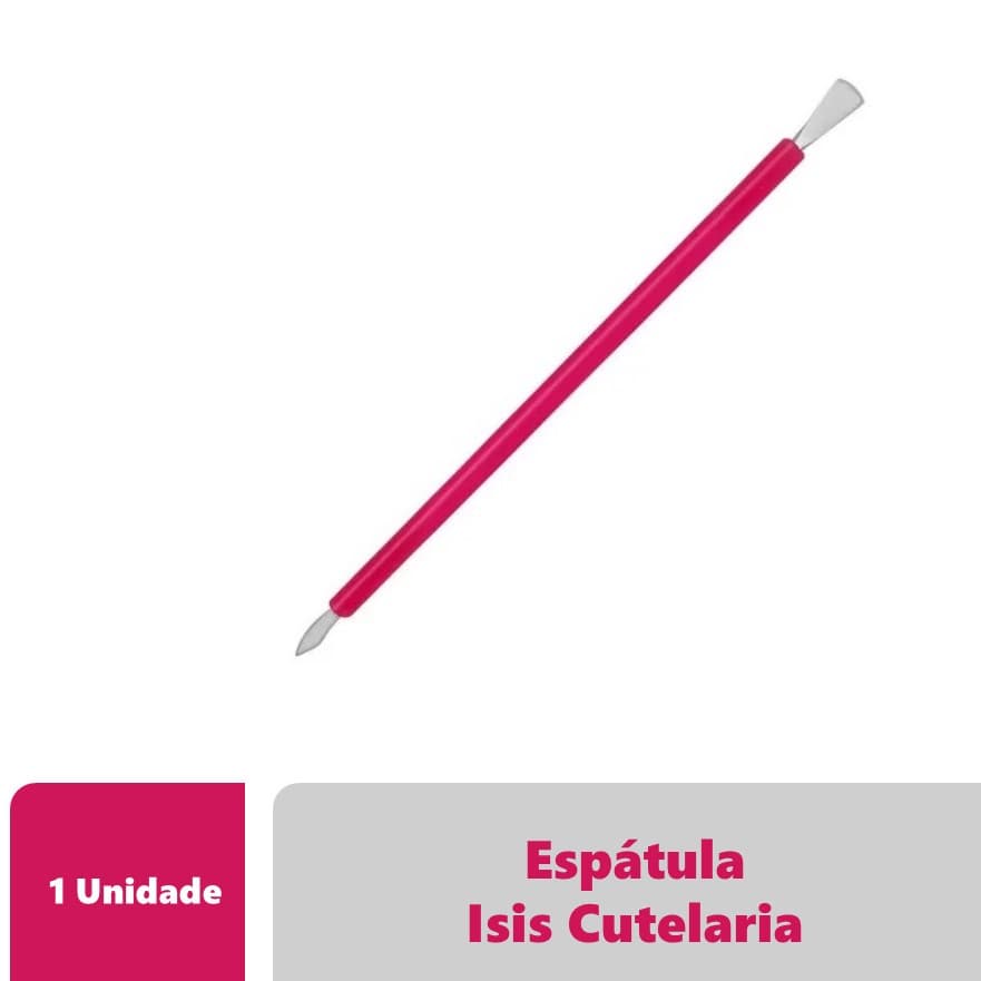Espátula Unha Inox Com Silicone - Isis Cutelaria - Rosa