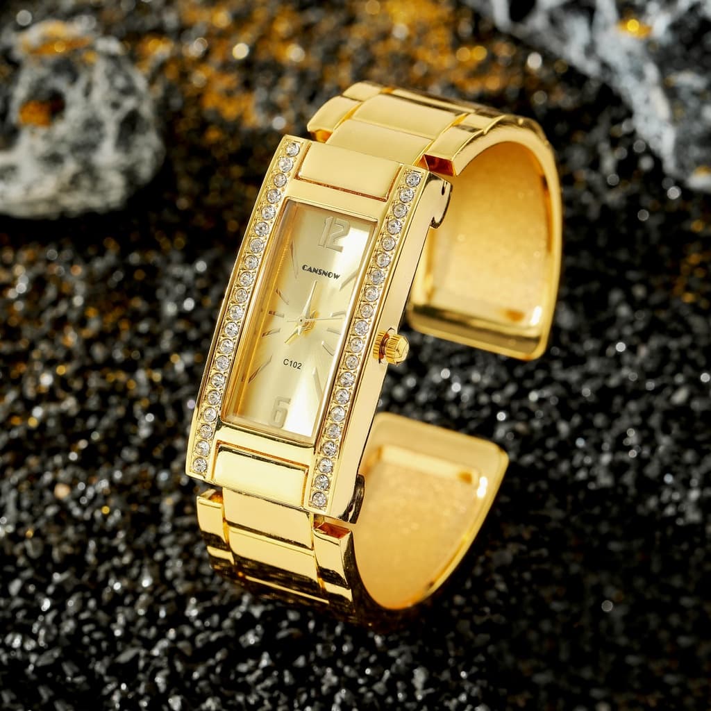 Cansnow Ladies Relógio De Discagem Retangular Único Luxo Bangle