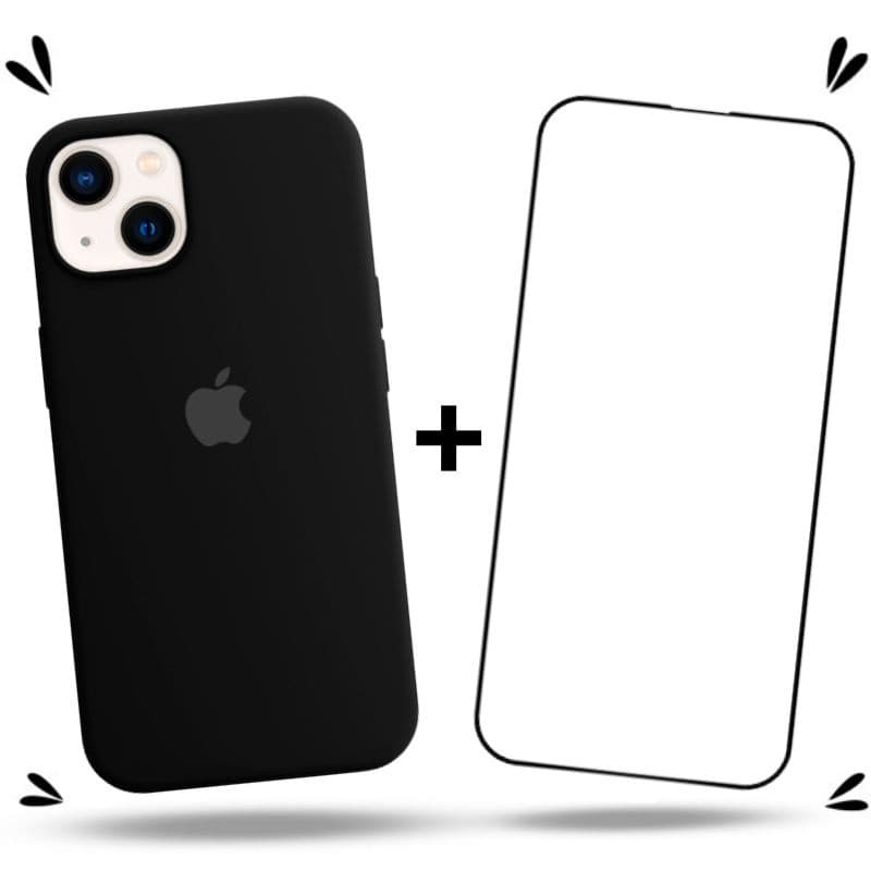 Kit 2em1 Capa + Pelicula 3D Para iPhone 14 - Case Silicone Aveludada + Pelicula de Vidro 3D Full Cover