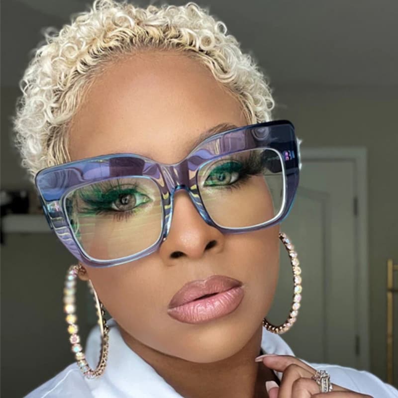 armacao oculo grau feminino óculos retr  Armação De Óculos Lentes Planas De Tendência Européia E Americana , Óculos Quadrados Retro Anti-Luz Azul Personalizados Femininos