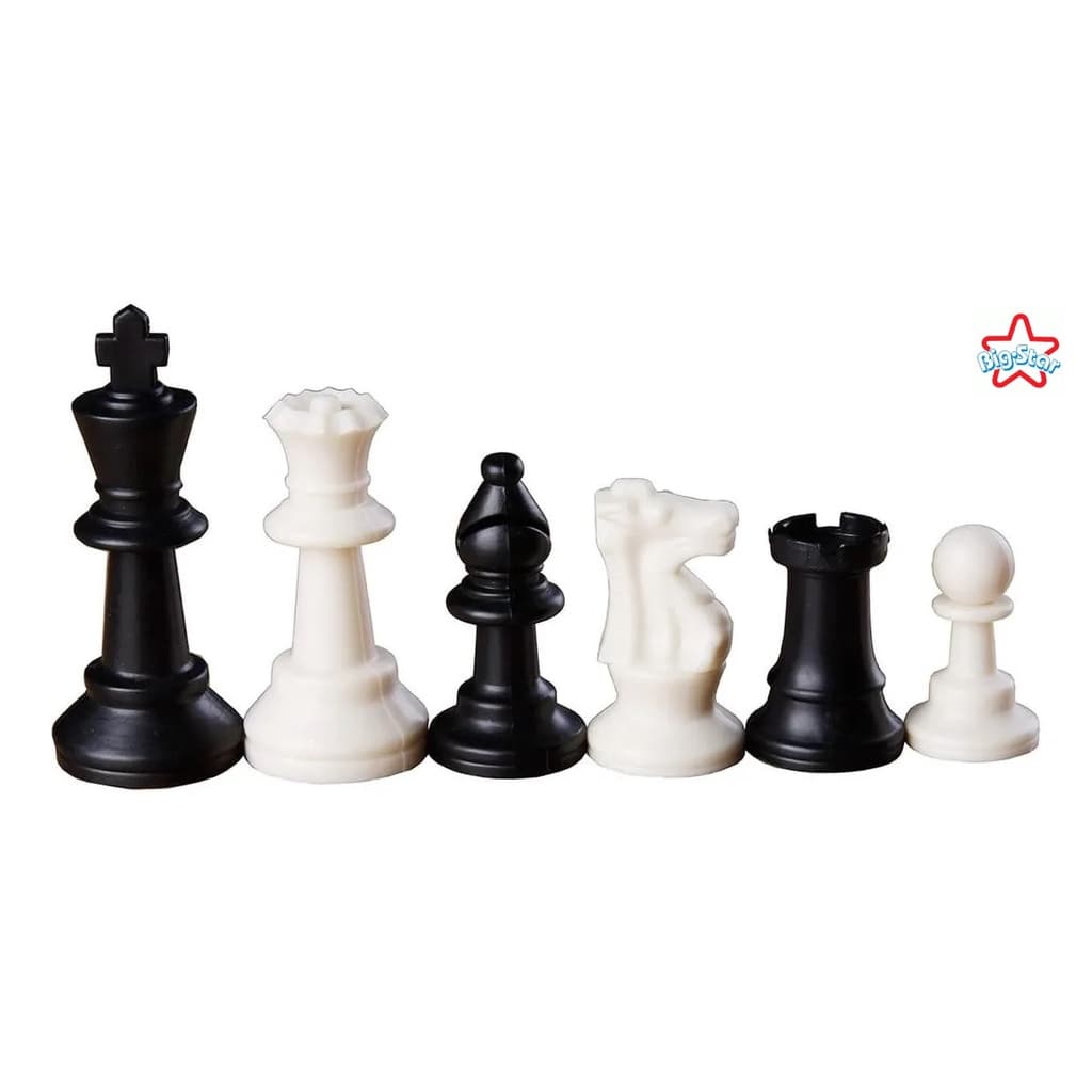 Peças Xadrez Oficial Tabuleiro 32 Peças Rei 9cm Preto e Branco
