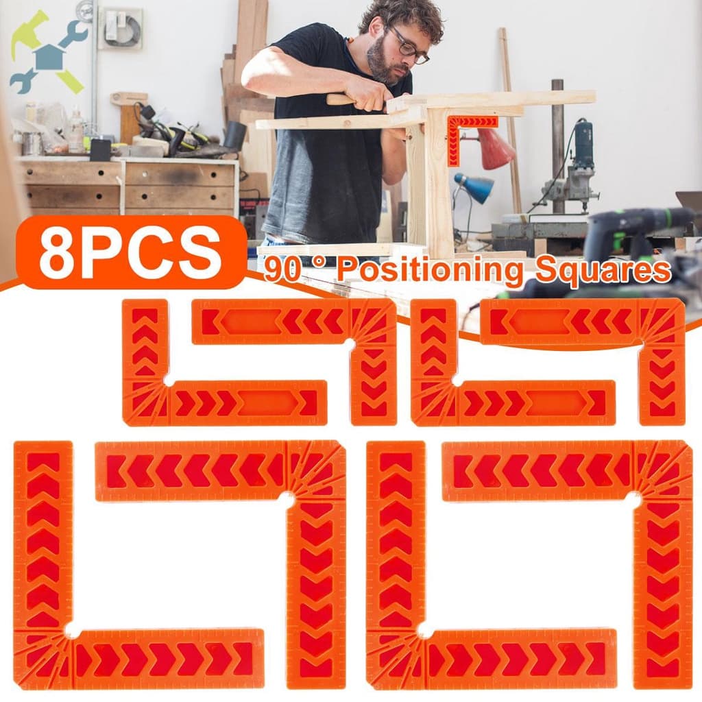 8Pcs Esquadros De Posicionamento De 90 Graus 4 Polegadas/3 Braçadeiras De Ângulo Reto Braçadeira De Fixação Plástica Tipo L Reutilizável Para Moldura De Imagem SHOPTKC3685