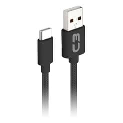 Cabo USB Tipo C 3.1 Trançado Tecido Resistente Rápido 2 Metros C3 plus CB-C21 2A