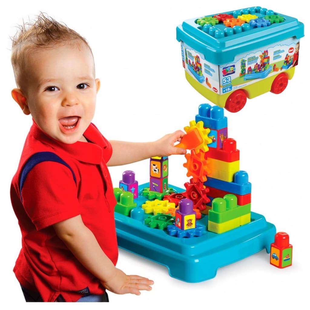 Blocos De Montar Brinquedo Infantil Educativo Empilha Didático Bebês1 Ano  Estrelas Mágicas 53 Peças